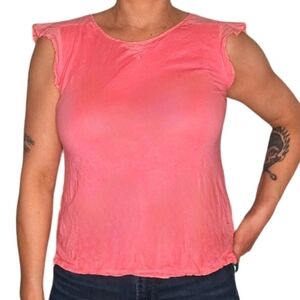 True Craft Short Sleeve Cotton Modal Pink Top Size Medium